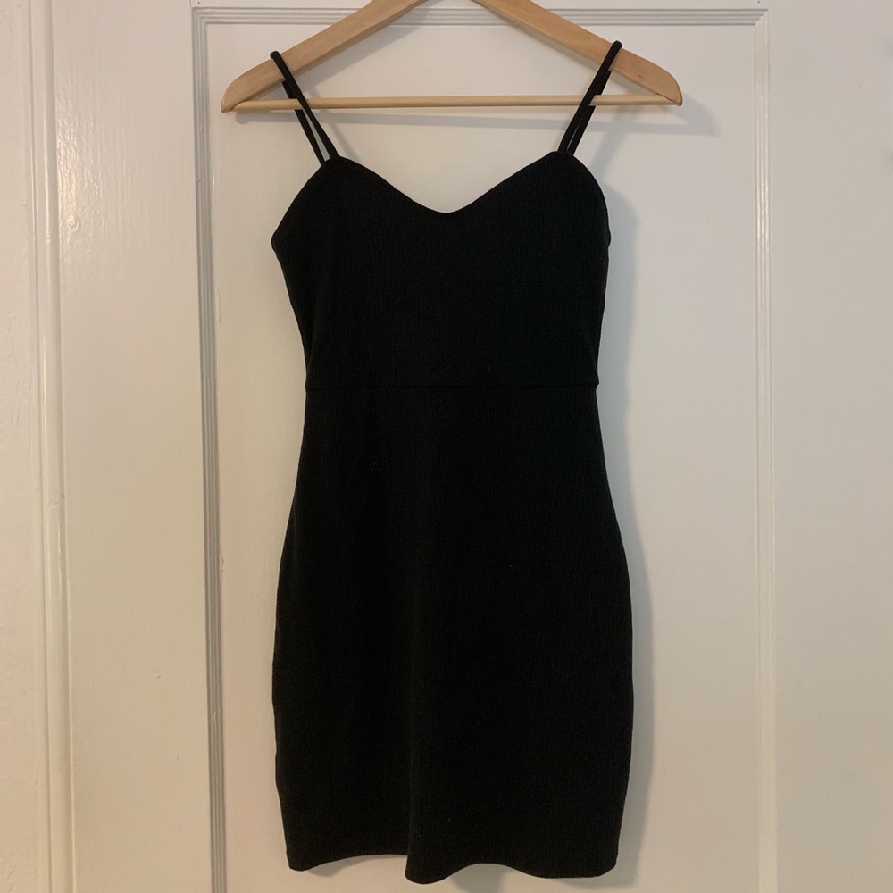 Black ribbed mini dress from Aritzia